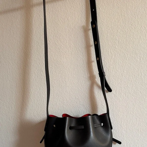 Mansur Gavriel Black and Red Mini Bucket Bag - Picture 9 of 11